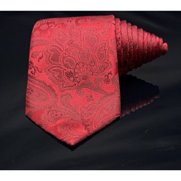 DONALD J TRUMP MEN'S TIE RED/FLORAL Width: 3.5” Length: 60" - Picture 2 of 6
